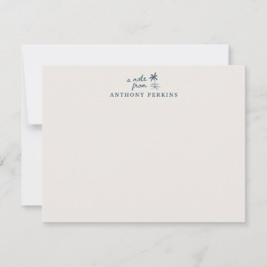 Tropical Palm Coastal Beach Personalized Note Card 招待状 (正面)