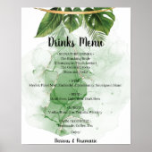 Tropical Palm Drinks Menu Wedding Sign ポスター (正面)