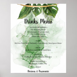Tropical Palm Drinks Menu Wedding Sign ポスター