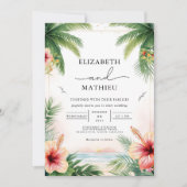 Tropical Palm Floral Arch Wedding 招待状 (正面)