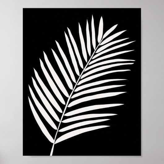 Tropical Palm Leaf Black ポスター (正面)