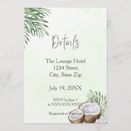 Tropical Palm Leaf & Coconut Details Card 招待状
