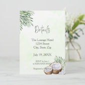 Tropical Palm Leaf & Coconut Details Card 招待状 (スタンド正面)