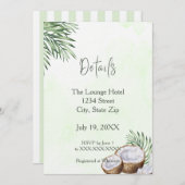 Tropical Palm Leaf & Coconut Details Card 招待状 (正面/裏面)
