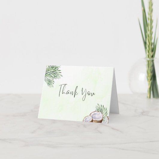 Tropical Palm Leaf & Coconut Thank You Card サンキューカード (正面)