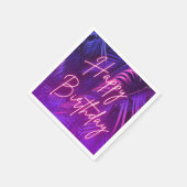 Tropical Palm Leaf Happy Birthday Paper Napkin スタンダードカクテルナプキン (角)