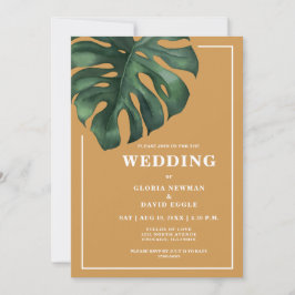 Tropical Palm Leaf Monstera Wedding Invitation 招待状
