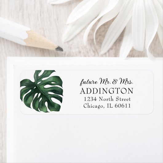 Tropical Palm Leaf Return Address Label ラベル (インサイチュ)