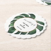 Tropical Palm Leaf Wedding ペーパーコースター (アングル)