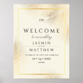 Tropical Palm Leafs Wedding Welcome Sign ポスター (正面)