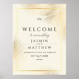 Tropical Palm Leafs Wedding Welcome Sign ポスター