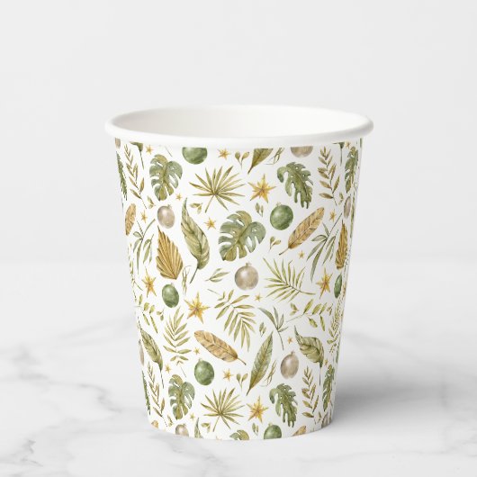 Tropical Palm Leaves Christmas 紙コップ (裏面)