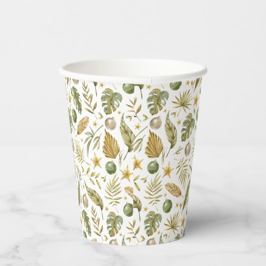 Tropical Palm Leaves Christmas 紙コップ (右)
