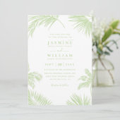 Tropical Palm Leaves Destination QR Code Wedding 招待状 (スタンド正面)