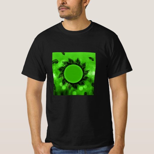 Tropical Palm Leaves Green Circle Frame Botanica Tシャツ (正面)