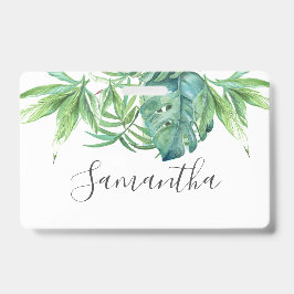 Tropical Palm Leaves Name Tags バッジ