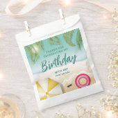 Tropical Palm Leaves Sand Beach Birthday Thank You フェイバーバッグ (クリップ留めされた状態)