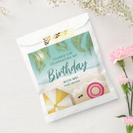 Tropical Palm Leaves Sand Beach Birthday Thank You フェイバーバッグ