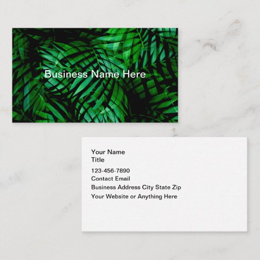 Tropical Palm Leaves Theme Business Cards 名刺 (正面/裏面)