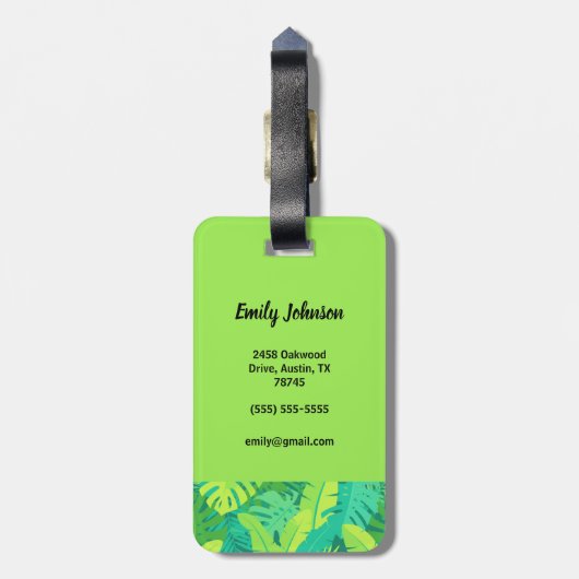 Tropical Palm Monogram Luggage Tag ラゲッジタグ (裏面縦)