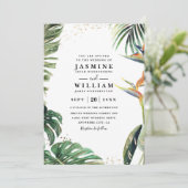 Tropical Palm Paradise Leaves QR Code Wedding 招待状 (スタンド正面)