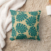 Tropical Palm Teal Beige クッション (ブランケット)
