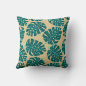 Tropical Palm Teal Beige クッション (裏面)