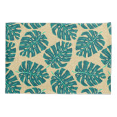 Tropical Palm Teal Beige 枕カバー (裏面)