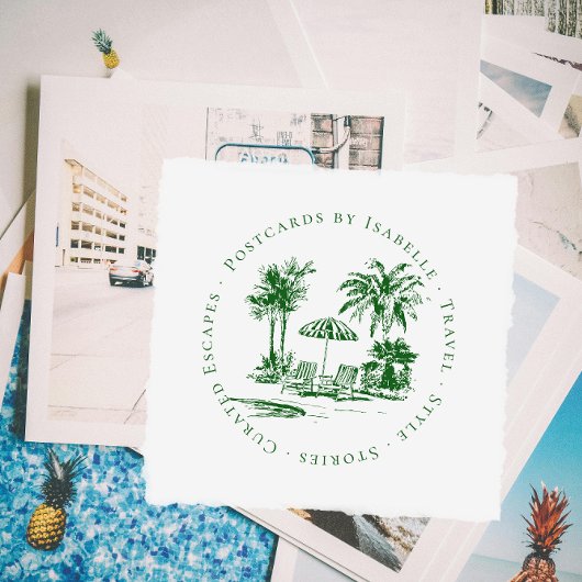 Tropical Palm Travel Blogger Logo | Custom ラバースタンプ