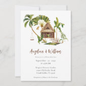 Tropical Palm Tree Botanical Wedding 招待状 (正面)