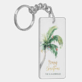 Tropical Palm Tree Christmas Holiday Keepsake キーホルダー (正面左)