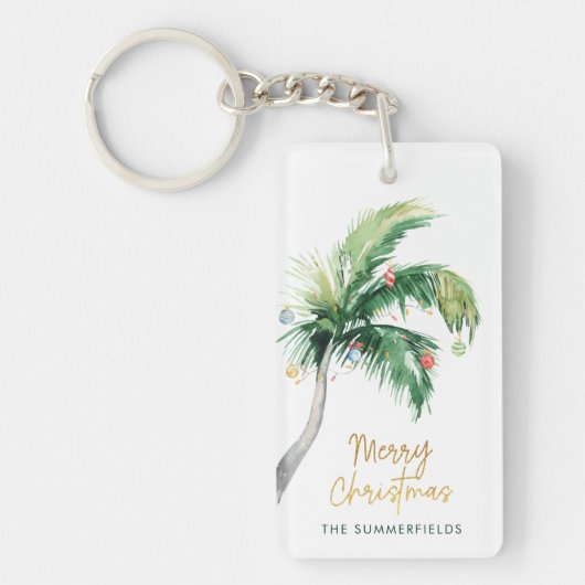 Tropical Palm Tree Christmas Holiday Keepsake キーホルダー (正面)