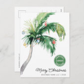Tropical Palm Tree Coastal Business Logo Christmas シーズンポストカード (正面/裏面)