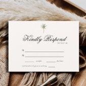 Tropical Palm Tree Elegant Minimalist Wedding RSVP