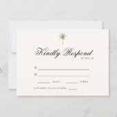 Tropical Palm Tree Elegant Minimalist Wedding RSVP (正面)