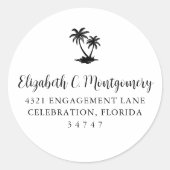 Tropical Palm Tree Home Address ラウンドシール (正面)