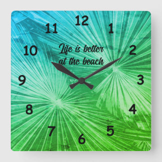Tropical palm tree leafs photo custom スクエア壁時計