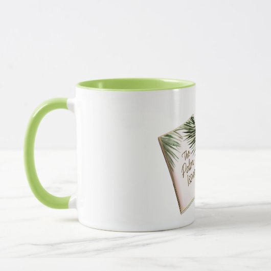 Tropical Palm Tree Leaves Green White Limes Beach マグカップ (左)