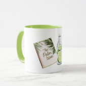 Tropical Palm Tree Leaves Green White Limes Beach マグカップ (正面左)