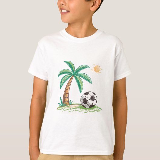 Tropical Palm Tree Low Soccer Ball Tシャツ (正面)