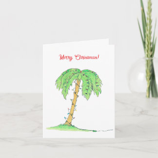 Tropical Palm Tree Merry Christmas Card w/ Lights! カード