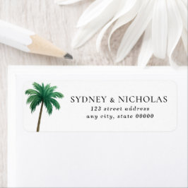 Tropical Palm Tree Minimal Wedding Return Address ラベル