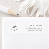Tropical Palm Tree Monogram Return Address Wedding ラベル (インサイチュ)