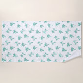 Tropical Palm Tree pattern sea green ビーチタオル (正面)