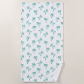Tropical Palm Tree pattern sea green ビーチタオル (正面)