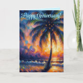 Tropical Palm Tree Personalized Anniversary カード (正面)