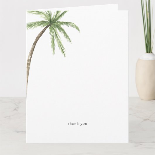 Tropical Palm Tree Personalized Folded サンキューカード (正面)