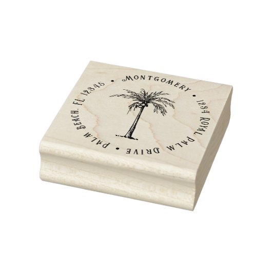 Tropical Palm Tree Personalized Return Address ラバースタンプ (スタンプ)