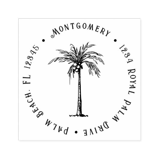 Tropical Palm Tree Personalized Return Address ラバースタンプ (インプリント)
