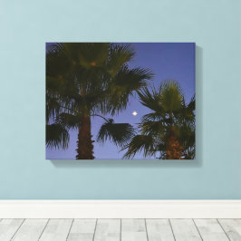 Tropical Palm Tree Wall Art Twilight Coastal キャンバスプリント